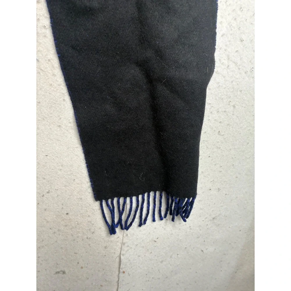 Polo Ralph Lauren Reversible Scarf Black Royal Blue Big Pony Lambswool Italy